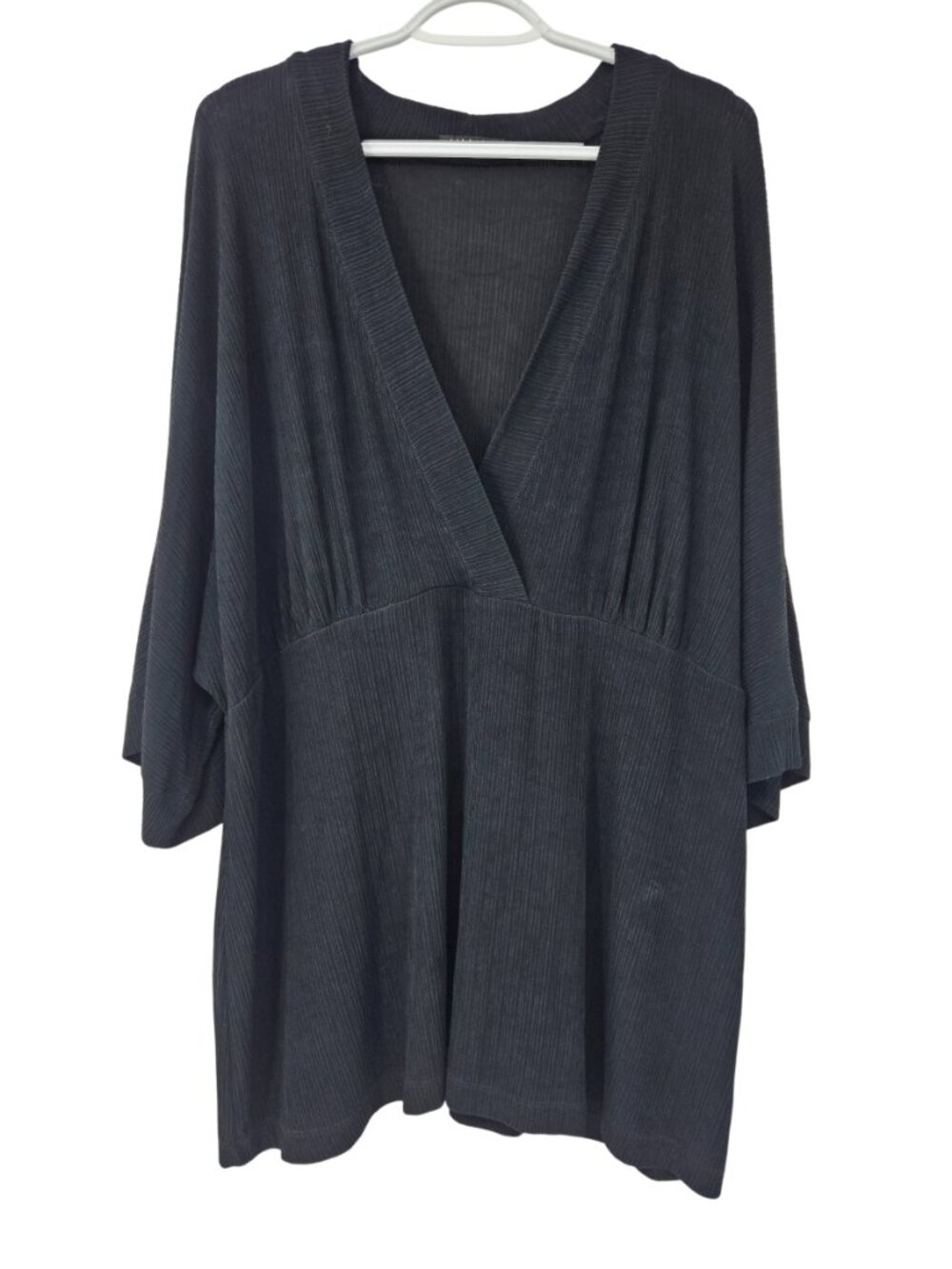 Vikki Vi Slinky Knit Crossover Tunic Top Black Womens Size 2X Minimalist Evening